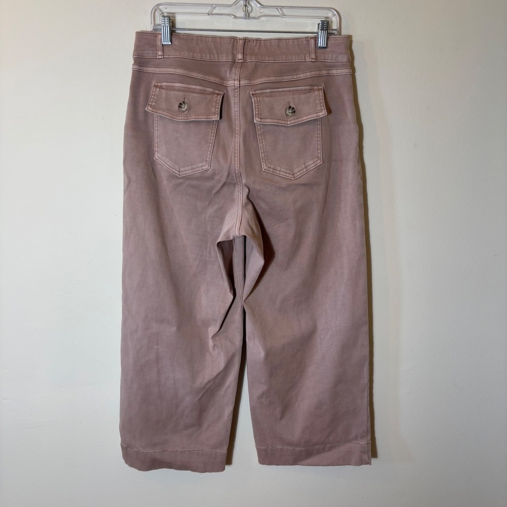 SPANX Wide Leg Cropped Pants‎ Womens XL Pull On Button Pocket Mauve Casual - Picture 5 of 7